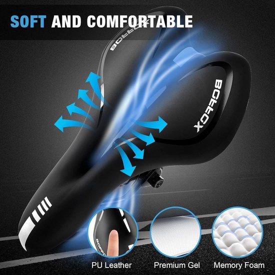 Comfortabel fietszadel, fietszadelkussen voor mannen en vrouwen, met traagschuim gevoerd, waterdicht zadel, universele pasvorm voor stationaire / peloton spin bikes / beweging/indoor/mountain/road/stadsfietsen