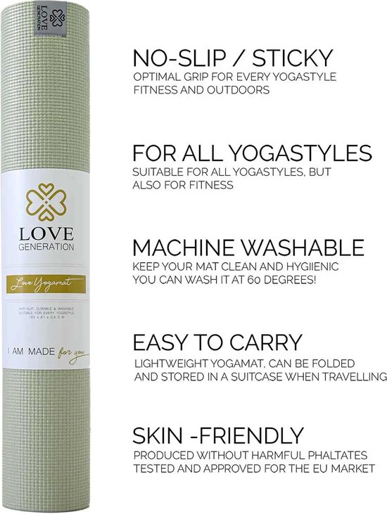 Love Yogamat - Sage Groen - Sticky - 4 mm van Jade Yoga — afbeelding 2