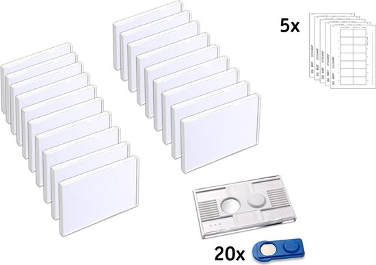 Badgepoint Vista40 Naamplaatjes Set - 20 Magnetische Naambordjes Wit - Incl. 5 A4 Vellen - 63x40mm