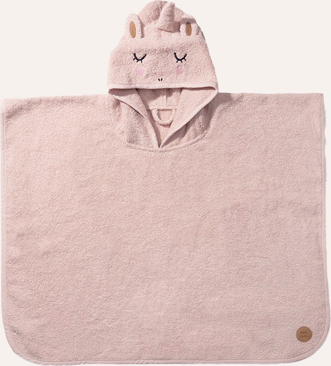 Petite Amélie Badcape kinderen 'Lara' Zacht Roze - Badponcho Kind met Capuchon - 1 tot 4 jaar - 100% badstof biologisch katoen - Met ophanglus voor snel drogen