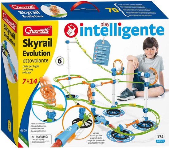 Quercetti Skyrail Ottovolante Ascensor Playset, 360 Piezas de mármoles