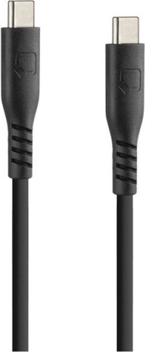 Optiline Siliconen Laad- en Synchronisatiekabel USB-C naar USB-C 150cm – Verstevigde Hals – Zwart