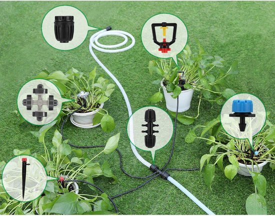 JeiibrZui Druppelirrigatieset - Beregeningssysteem Voor De Tuin - 40M Slang