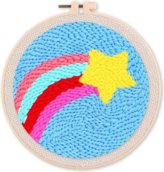 Kit Poinçon (punch Needle) Pour Débutants - Tout Inclus (cercle, Aiguille, Fil, Tissu) - Loisir Créatif Adulte/ado