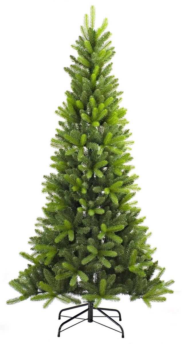 Utah kunstkerstboom smal - 210 cm - groen - Ø 104 cm - 1.140 tips - metalen voet