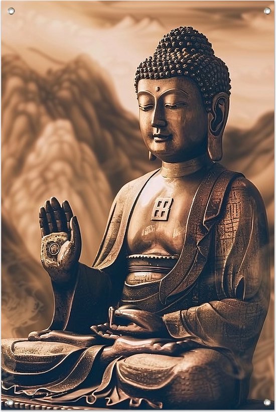 Affiche de jardin Bouddha vintage - Affiche Bouddha - Affiche de jardin Image - Extérieur - Toile de clôture - Décoration de Décoration de jardin décoration murale affiche de jardin 50x75 cm
