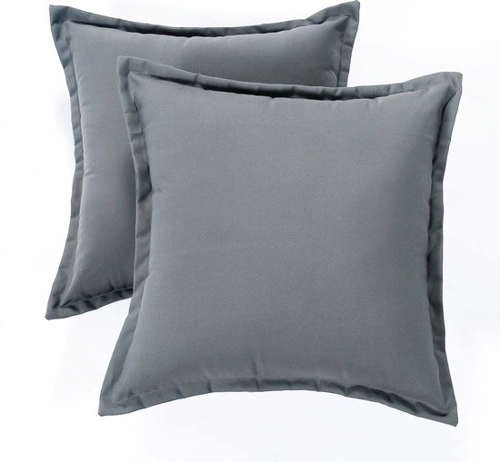 Homescapes Coussin d’extérieur imperméable Gris, 45x45 cm – Lot de 2