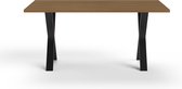 Industriële Eettafel Eiken Kruispoot Zwart - 160x90x75 cm - Kruispoten Tafels Eiken Finishing - Eiken Tafel Zwarte Poot Thabo - Perfecthomeshop