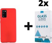 Siliconen Backcover Hoesje Samsung Galaxy A41 Rood - 2x Gratis Screen Protector - Telefoonhoesje - Smartphonehoesje