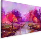 Schilderij - Het Bos in Roze, print op Canvas, Premium Print