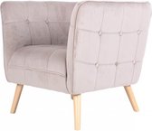 Fluwelen fauteuil met omhullende zitting en natuurlijke poten, 74,5X81XH75CM - HARRIS