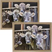 2x stuks schootkussens/laptrays kalfjes/koeien print 33 x 43 cm - Kalveren koe dieren artikelen - Dienblad voor op schoot
