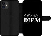 Bookcase Geschikt voor iPhone 12 Pro Max telefoonhoesje - Spreuken - Carpe diem - Quotes - Pluk de dag - Met vakjes - Wallet case met magneetsluiting