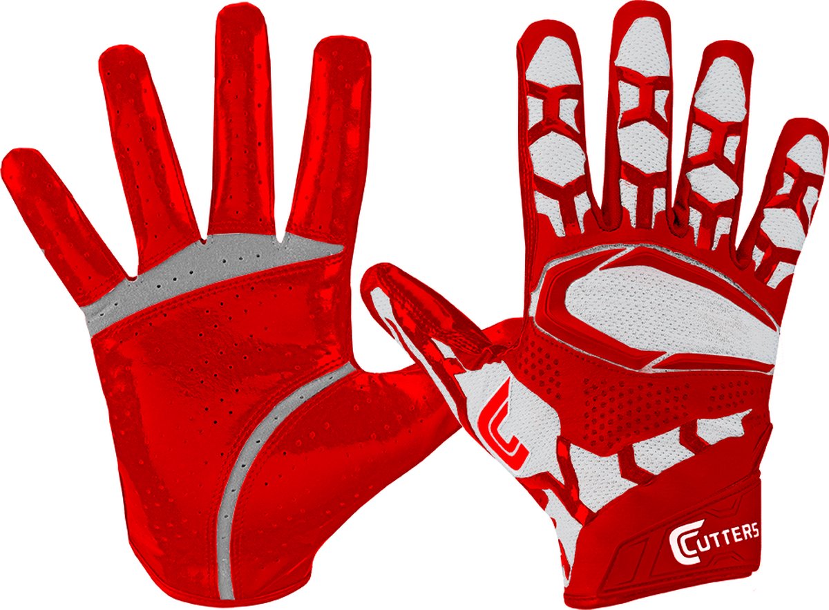 Cutters | American Football | S541 Receiver Handschoenen | Volwassenen | Rood | X-large