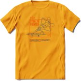 F-22 Vliegtuig T-Shirt | Unisex leger Kleding | Dames - Heren Straaljager shirt | Army F16 | Grappig bouwpakket Cadeau | - Geel - XXL