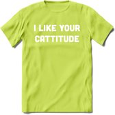 I Like You Cattitude - Katten T-Shirt Kleding Cadeau | Dames - Heren - Unisex | Kat / Dieren shirt | Grappig Verjaardag kado | Tshirt Met Print | - Groen - M