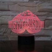 3D Led Lamp Met Gravering - RGB 7 Kleuren - Snowboard