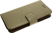 Made-NL Handgemaakte ( Samsung Galaxy S22 ) book case Beige glad slangenprint glans leer