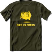 Bier Express T-Shirt | Unisex Kleding | Dames - Heren Feest shirt | Drank | Grappig Verjaardag Cadeau tekst | - Leger Groen - M