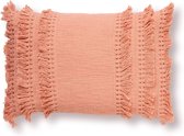 Dutch Decor FARA - Kussenhoes 40x60 cm - 100% katoen - met franjes - Muted Clay - roze - met rits