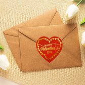 Valentijn Stickers 50 Stuks! - Sluitsticker - Sluitzegel - Extra Groot Hart - 3,8 cm Valentijnsdag stickers - Goud - Rood - Hartjes - Harten - Cupido - Happy Valentinesday - Valent