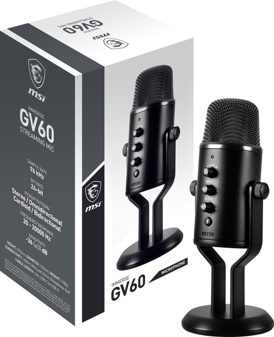 Foto: Msi immerse gv60 streaming mic pc microfoon studiomicrofoon tafelmicrofoon