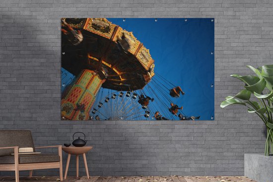 Décoration murale Manège traditionnel à la kermesse - 180x120 cm - Affiche jardin - Toile jardin - Affiche extérieur