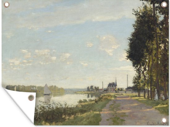 Tuinschilderij Riverside walk at Argenteuil - schilderij van Claude Monet - 80x60 cm - Tuinposter - Tuindoek - Buitenposter