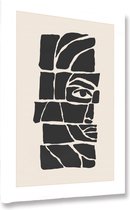 Akoestische panelen - Geluidsisolatie - Akoestische wandpanelen - Akoestisch schilderij AcousticBudget® - paneel met surrealistische gezichtslijn tekening - design 57 - 60x90 - Wan