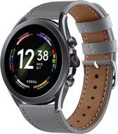 Strap-it Smartwatch bandje leer - geschik voor Fossil Gen 6 44mm / Gen 5e 44mm / Gen 5 - grijs