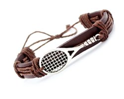GoedeDoelen.Shop | Veterarmband Tennis Racket | Tennis Armband | Sport Armband | In Maat Verstelbaar | Polsmaat 17 - 27 CM | Cadeau | wellness-House