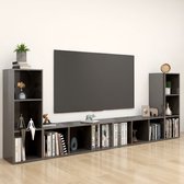 Decoways - Tv-meubelen 4 stuks 107x35x37 cm spaanplaat hoogglans grijs