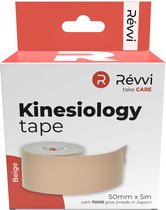 Révvi | Kinesiologie Tape - Elastische Tape met Golfpatroon - Rekbaar als de Huid - Stimuleert Bloedcirculatie en Spieractiviteit - Dagenlang Beschermd - 50mm x 5mtr - beige/nougat