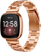 Strap-it Stalen schakel bandje - geschikt voor Fitbit Versa 3 / Fitbit Sense - rosé goud