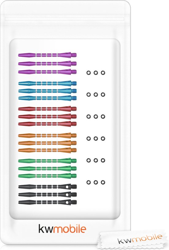 kwmobile Dartshafts met rubberen ring - Aluminium schachten voor dartpijltjes - Medium - 48 mm lang - 2ba schroefdraad - Verschillende kleuren en aantallen van Merkloos — afbeelding 5
