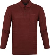 Scotch and Soda - Long Sleeve Polo Bordeaux - Slim-fit - Heren Poloshirt Maat L