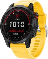 Siliconen Smartwatch bandje - Geschikt voor  Garmin Fenix 7 siliconen bandje - geel - Strap-it Horlogeband / Polsband / Armband