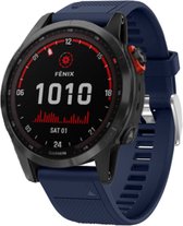 Siliconen Smartwatch bandje - Geschikt voor  Garmin Fenix 7 siliconen bandje - donkerblauw - Strap-it Horlogeband / Polsband / Armband