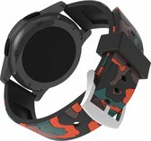 Camouflage bandje voor de Samsung Gear S3 / Galaxy watch 46mm - Siliconen Armband / Polsband / Strap Band / Sportbandje - zwart - oranje