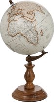 Wereldbol | hout | wit - creme - naturel | 22x22x (h)38 cm