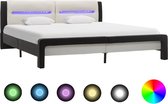Decoways - Bedframe met LED kunstleer zwart en wit 180x200 cm