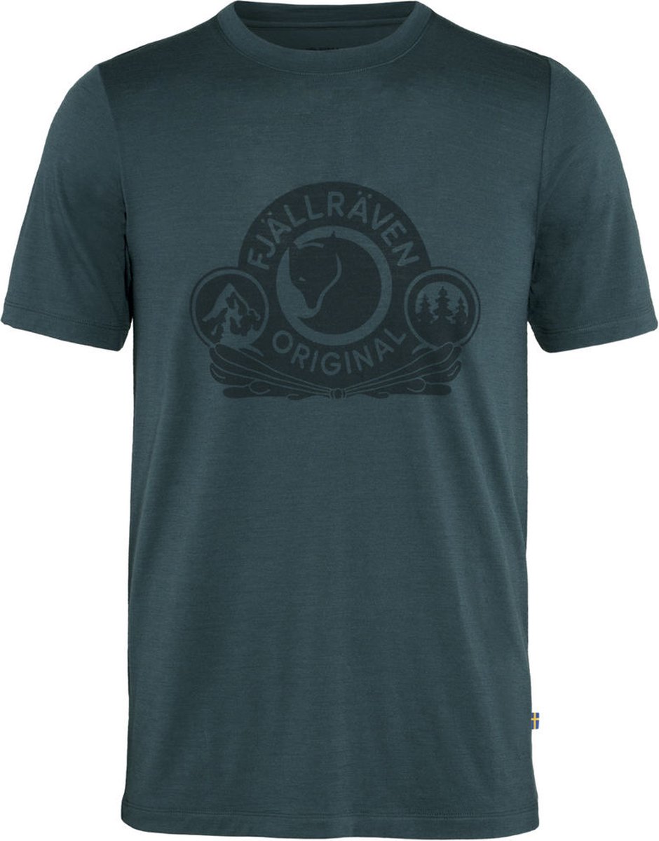 Fjällräven Abisko Wool Classic SS M Dark Outdoor Kleding Fleeces en Truien T-Shirt Blauw