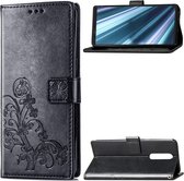 Sony Xperia 1 Hoesje - Mobigear - Clover Serie - Kunstlederen Bookcase - Zwart - Hoesje Geschikt Voor Sony Xperia 1