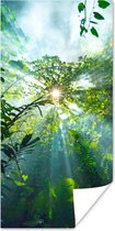 Poster De zon schijnend door de bossen van een regenwoud in Maleisië - 40x80 cm