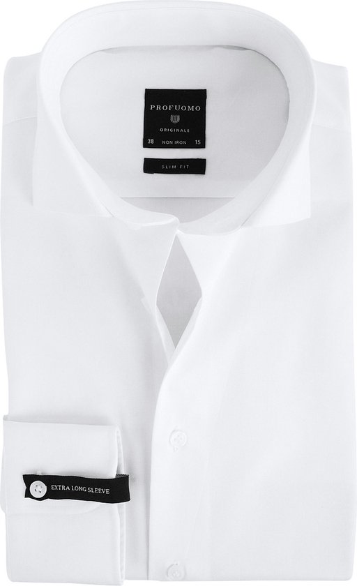 Profuomo - Shirt Extra Lange Mouwen Cutaway Wit - 45 - Heren - Slim-fit