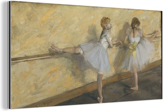 Wanddecoratie Metaal - Aluminium Schilderij Industrieel - Dancers Practicing at the Barre - Schilderij van Edgar Degas - 160x80 cm - Dibond - Foto op aluminium - Industriële muurdecoratie - Voor de woonkamer/slaapkamer