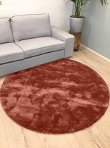 Sandro 63  - Rond hoogpolig vloerkleed in Barn Red