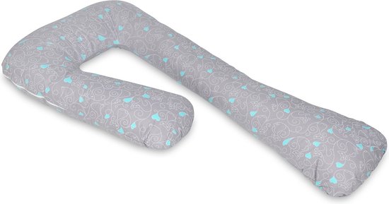 Voedingskussen - Zijslaapkussen - 235 cm - 100% katoen - grijs met katjes