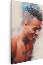 Artaza Canvas Schilderij Rapper Portret - 20x30 cm - Klein - Wanddecoratie Modern - Muurdecoratie Muziek - Kamer Accessoires Tattoo