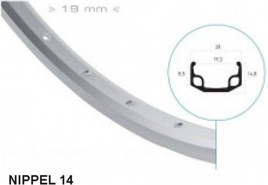 Felge Ryde Andra 30 28 / 622 x 19C Aluminium 36 Löcher Scheibe 14G